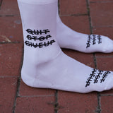NEVER GIVE UP SOCKS WHITE